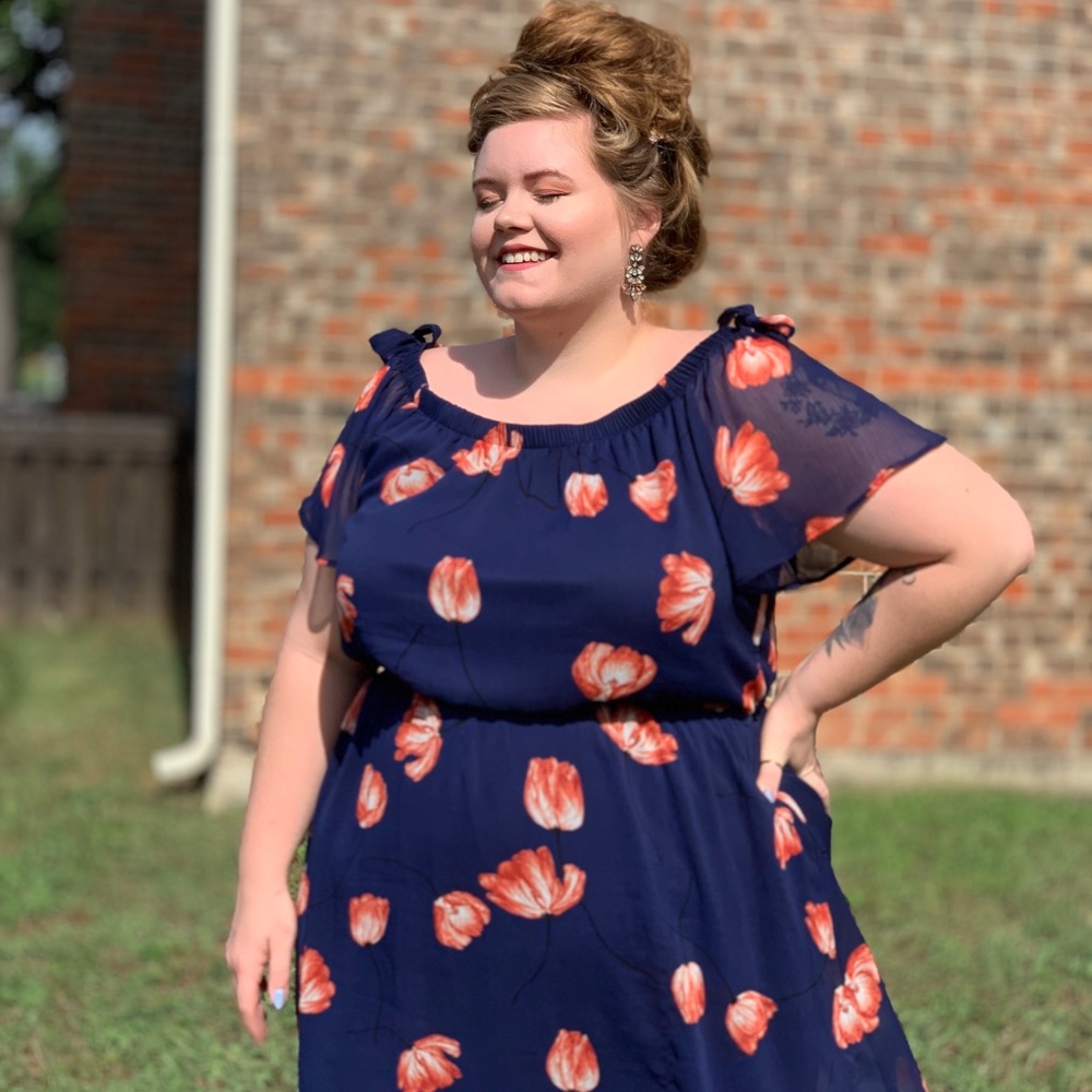 Navy Blue Floral Dress